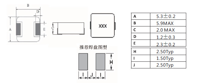 一體成型電感0520系列_封裝尺寸圖