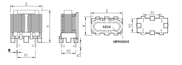 SQ1918扁平線(xiàn)電感封裝尺寸圖
